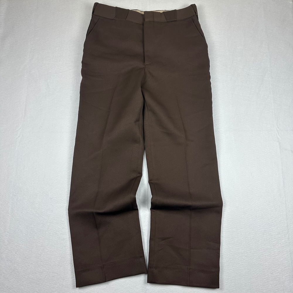 Fechheimer Mens Brown Uniform Trousers Stripe Side Union Made USA Size 34R